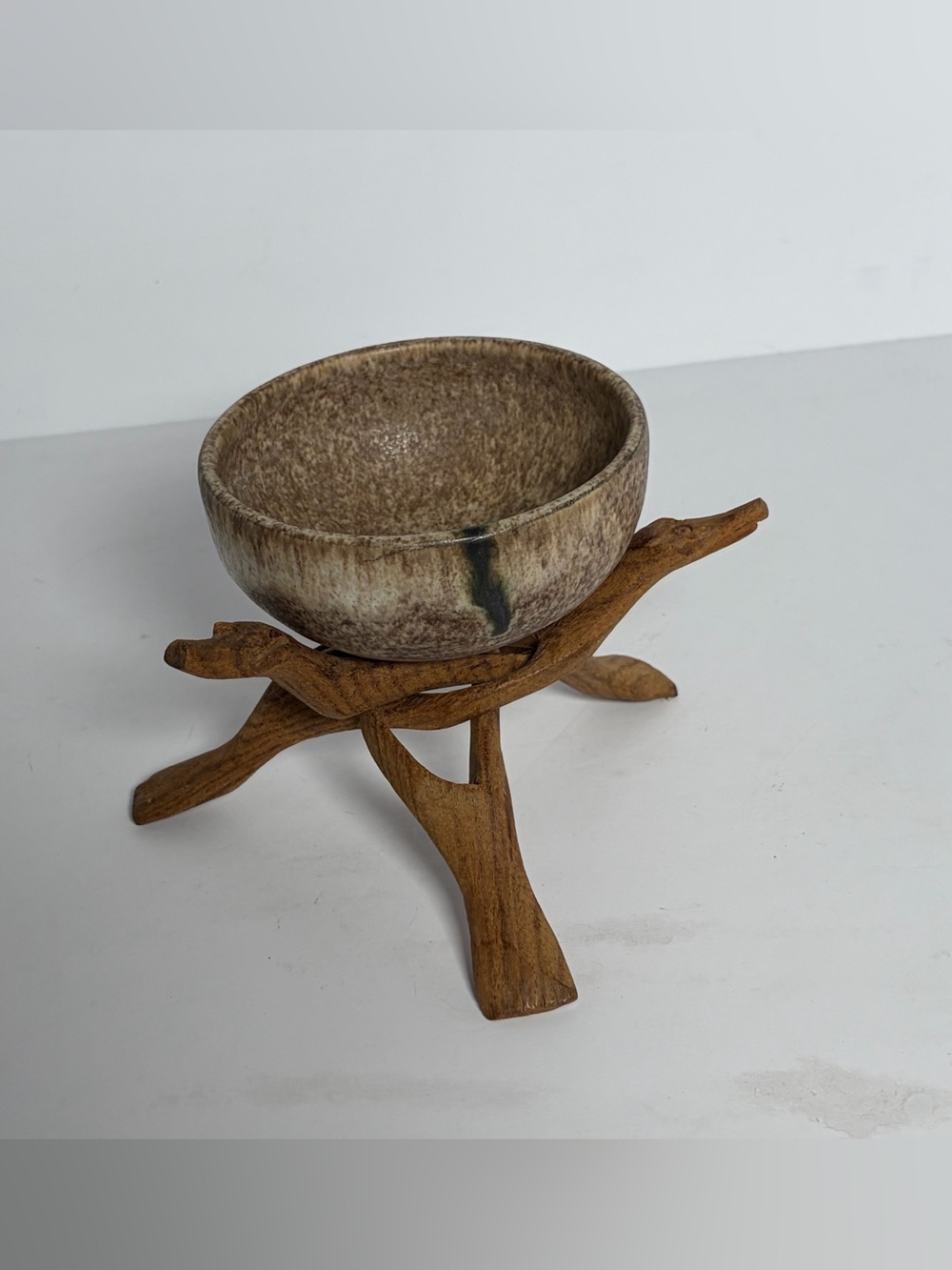 McCarty Pottery Merigold Mississippi Signed Studio Pottery Bowl With Stand